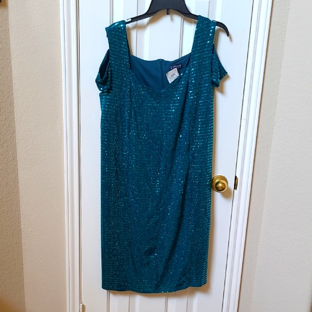 Elegant Teal Sequin Dress